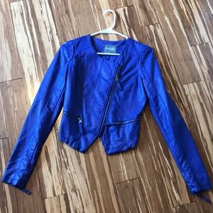 Blue leather jacket